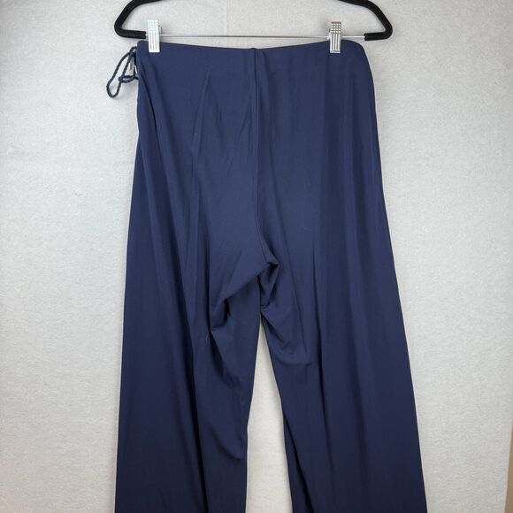 Lauren Ralph Lauren Y2K Drapey Wide Leg Pants Side Tie Blue Nautical Plus Size M - Picture 8 of 8